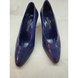 Andrea Pfister Couture Navy Blue Pointed Toe Leather Pumps Women's EU36.5 Us6.5